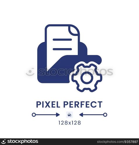 File and document manager black solid desktop icon. Data management. Cloud storage. Pixel perfect 128x128, outline 4px. Silhouette symbol on white space. Glyph pictogram. Isolated vector image. File and document manager black solid desktop icon