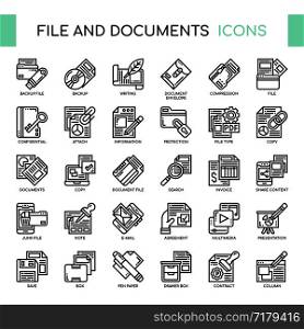 File and Documets , Thin Line and Pixel Perfect Icons
