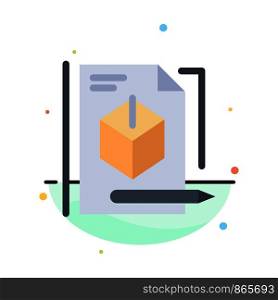 File, Box, Pencil, Technology Abstract Flat Color Icon Template