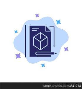 File, Box, Pencil, Technology Blue Icon on Abstract Cloud Background