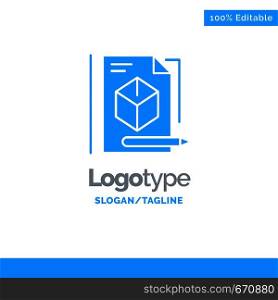 File, Box, Pencil, Technology Blue Solid Logo Template. Place for Tagline
