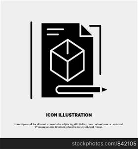File, Box, Pencil, Technology solid Glyph Icon vector