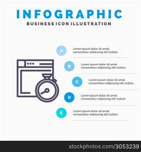 File, Brower, Compass, Computing Blue Infographics Template 5 Steps. Vector Line Icon template