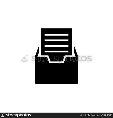 File Cabinet with Documents. Flat Vector Icon illustration. Simple black symbol on white background. File Cabinet with Documents sign design template for web and mobile UI element. File Cabinet with Documents Flat Vector Icon