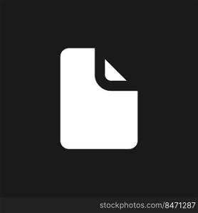 File dark mode glyph ui icon. Desktop shortcut. Note taking application. User interface design. White silhouette symbol on black space. Solid pictogram for web, mobile. Vector isolated illustration. File dark mode glyph ui icon