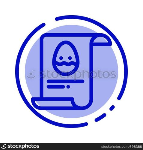 File, Data, Easter, Egg Blue Dotted Line Line Icon