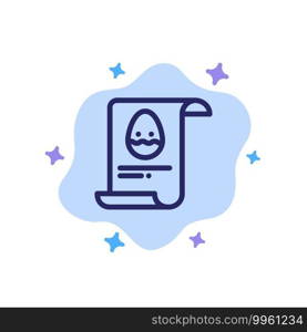 File, Data, Easter, Egg Blue Icon on Abstract Cloud Background