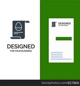 File, Data, Easter, Egg Grey Logo Design and Business Card Template