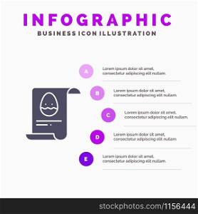 File, Data, Easter, Egg Solid Icon Infographics 5 Steps Presentation Background
