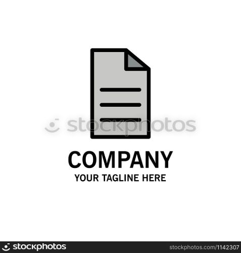 File, Data, User, Interface Business Logo Template. Flat Color
