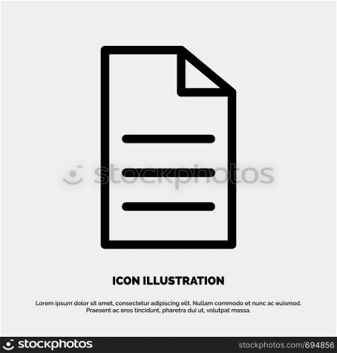File, Data, User, Interface Line Icon Vector