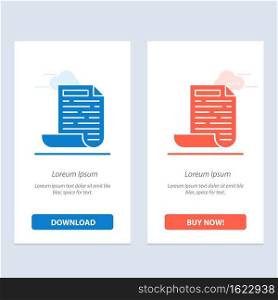 File, Design, Document  Blue and Red Download and Buy Now web Widget Card Template