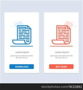 File, Design, Document  Blue and Red Download and Buy Now web Widget Card Template