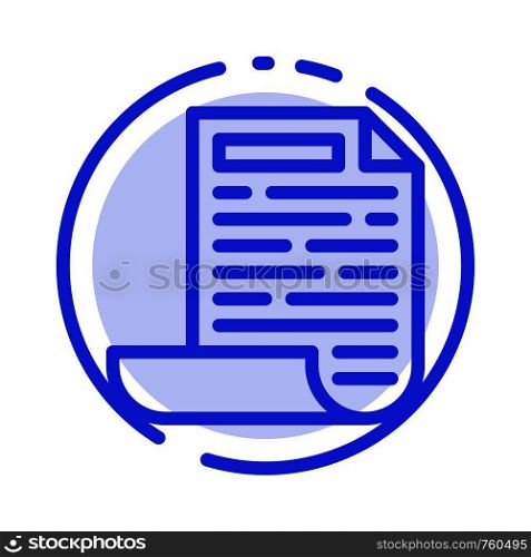 File, Design, Document Blue Dotted Line Line Icon