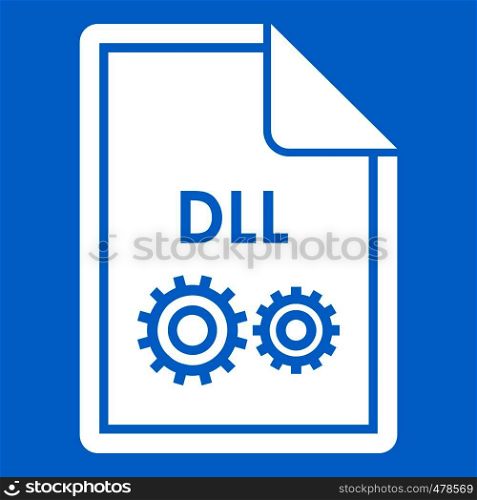 File DLL icon white isolated on blue background vector illustration. File DLL icon white