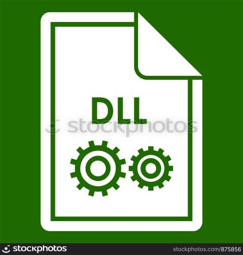 File DLL icon white isolated on green background. Vector illustration. File DLL icon green
