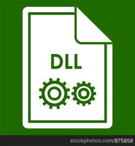 File DLL icon white isolated on green background. Vector illustration. File DLL icon green
