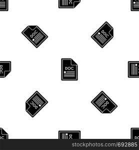 File DOC pattern repeat seamless in black color for any design. Vector geometric illustration. File DOC pattern seamless black
