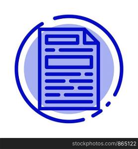 File, Document, Design Blue Dotted Line Line Icon