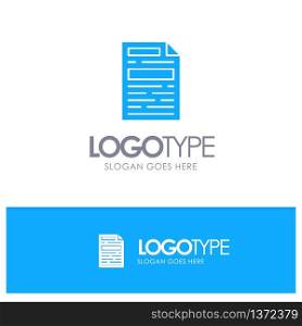 File, Document, Design Blue Solid Logo with place for tagline