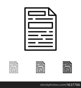 File, Document, Design Bold and thin black line icon set
