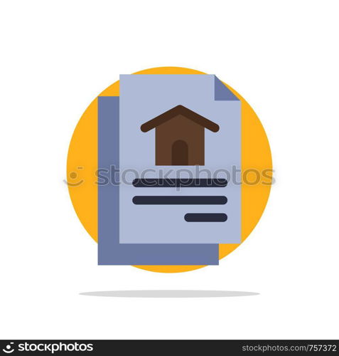 File, Document, House Abstract Circle Background Flat color Icon
