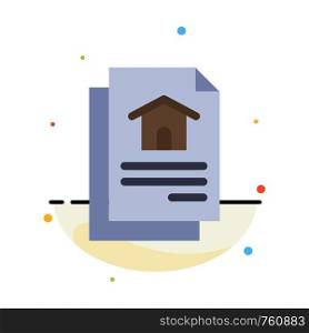 File, Document, House Abstract Flat Color Icon Template