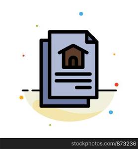 File, Document, House Abstract Flat Color Icon Template