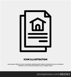 File, Document, House Line Icon Vector