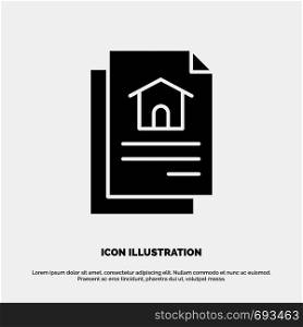 File, Document, House solid Glyph Icon vector