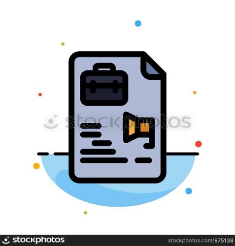 File, Document, Job, Bag Abstract Flat Color Icon Template