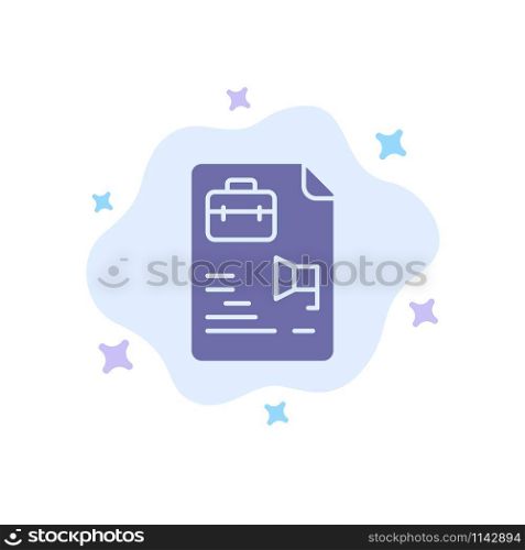 File, Document, Job, Bag Blue Icon on Abstract Cloud Background