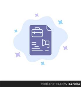 File, Document, Job, Bag Blue Icon on Abstract Cloud Background