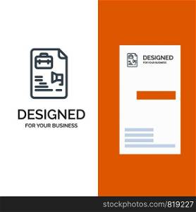 File, Document, Job, Bag Grey Logo Design and Business Card Template