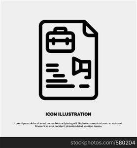 File, Document, Job, Bag Line Icon Vector