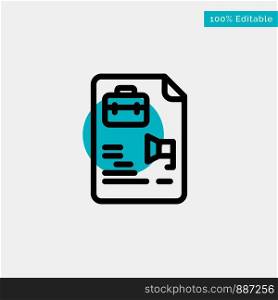 File, Document, Job, Bag turquoise highlight circle point Vector icon