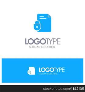 File, Document, Lock, Security, Internet Blue Solid Logo with place for tagline