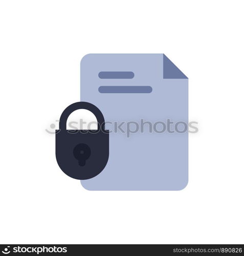 File, Document, Lock, Security, Internet Flat Color Icon. Vector icon banner Template