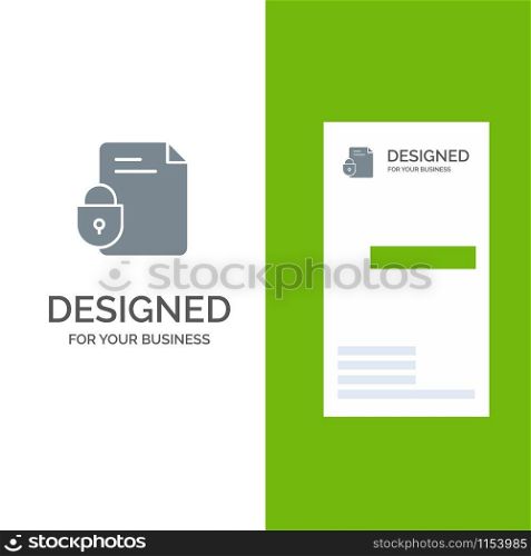 File, Document, Lock, Security, Internet Grey Logo Design and Business Card Template