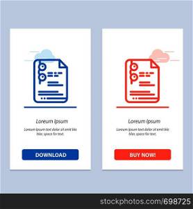File, Document, School, Education Blue and Red Download and Buy Now web Widget Card Template