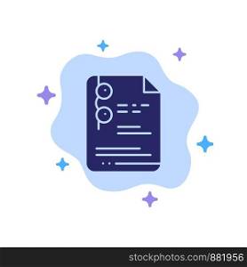 File, Document, School, Education Blue Icon on Abstract Cloud Background