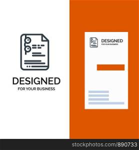 File, Document, School, Education Grey Logo Design and Business Card Template