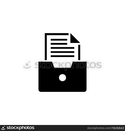 File Drawer, Archive Document. Flat Vector Icon illustration. Simple black symbol on white background. File Drawer, Archive Document sign design template for web and mobile UI element. File Drawer, Archive Document Flat Vector Icon