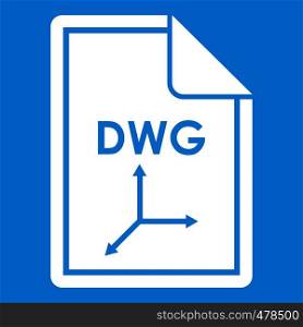 File DWG icon white isolated on blue background vector illustration. File DWG icon white