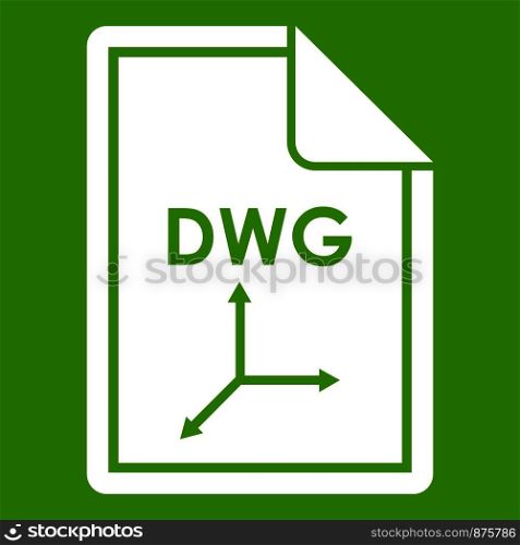 File DWG icon white isolated on green background. Vector illustration. File DWG icon green