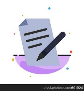 File, Education, Pen, Pencil Abstract Flat Color Icon Template