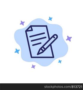 File, Education, Pen, Pencil Blue Icon on Abstract Cloud Background