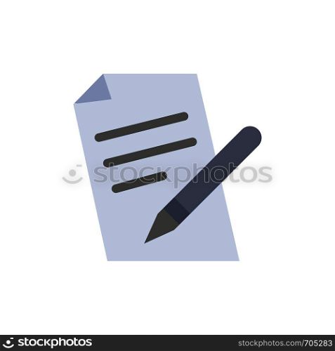 File, Education, Pen, Pencil Flat Color Icon. Vector icon banner Template