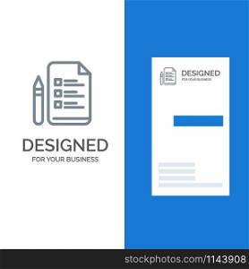 File, Education, Pen, Pencil Grey Logo Design and Business Card Template