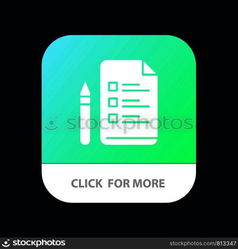 File, Education, Pen, Pencil Mobile App Button. Android and IOS Glyph Version